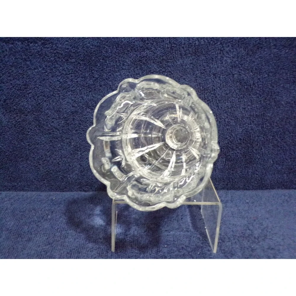 Block Crystal Tulip Garden Hurricane Vase Clear Glass Etched  Pedestal 7